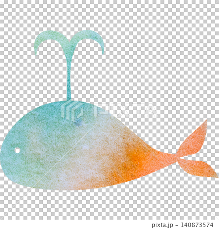 綺麗な水彩模様のクジラのアイコンのイメージのイラスト 綺麗な水彩模様のクジラのアイコンのイメージのイラスト 140873574