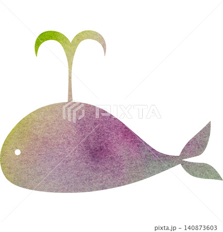 綺麗な水彩模様のクジラのアイコンのイメージのイラスト 140873603