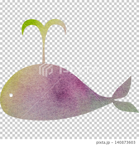 綺麗な水彩模様のクジラのアイコンのイメージのイラスト 140873603