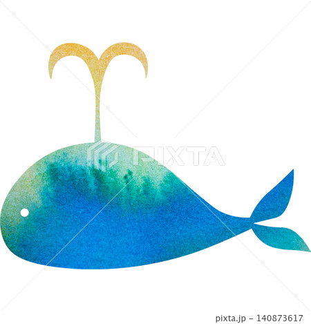 綺麗な水彩模様のクジラのアイコンのイメージのイラスト 綺麗な水彩模様のクジラのアイコンのイメージのイラスト 140873617