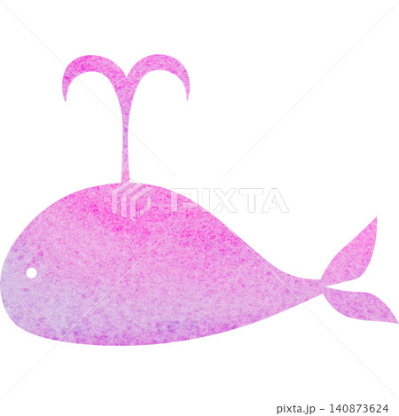綺麗な水彩模様のクジラのアイコンのイメージのイラスト 140873624
