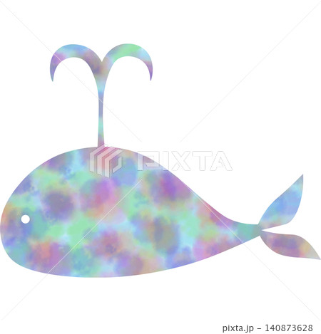 綺麗な水彩模様のクジラのアイコンのイメージのイラスト 綺麗な水彩模様のクジラのアイコンのイメージのイラスト 140873628