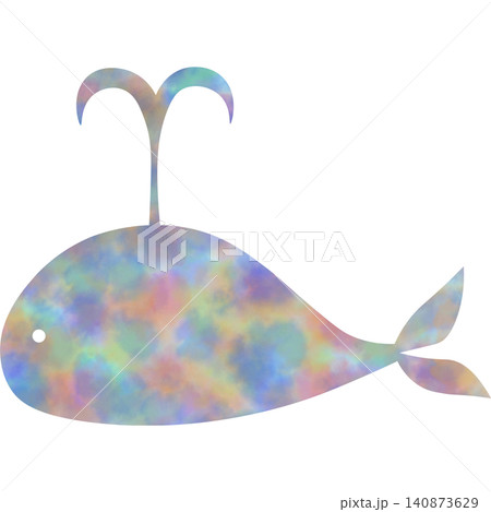 綺麗な水彩模様のクジラのアイコンのイメージのイラスト 綺麗な水彩模様のクジラのアイコンのイメージのイラスト 140873629