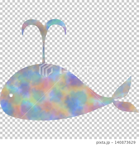 綺麗な水彩模様のクジラのアイコンのイメージのイラスト 綺麗な水彩模様のクジラのアイコンのイメージのイラスト 140873629
