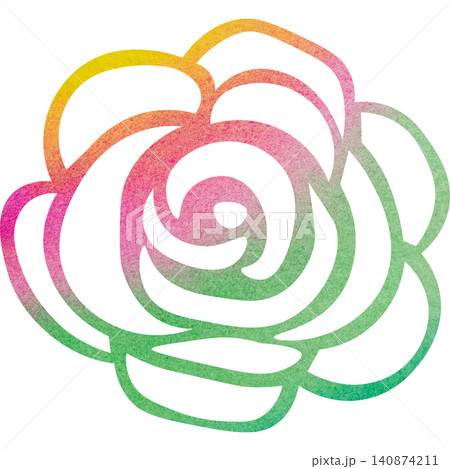 綺麗な水彩模様の薔薇のアイコンのイメージのイラスト 140874211