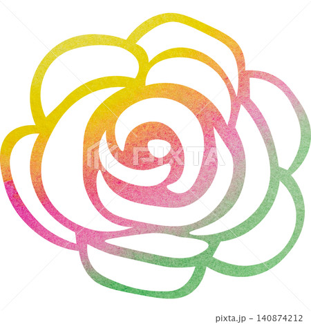 綺麗な水彩模様の薔薇のアイコンのイメージのイラスト 140874212
