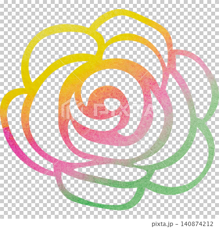 綺麗な水彩模様の薔薇のアイコンのイメージのイラスト 140874212