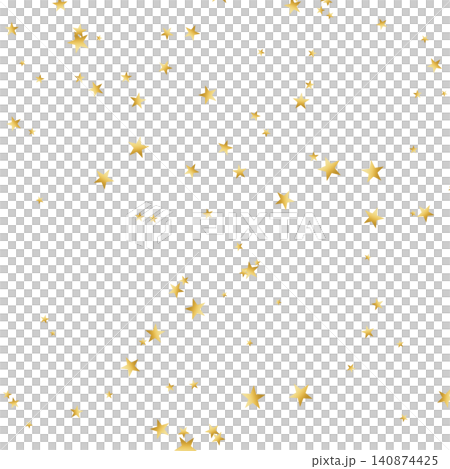 Sparkling gold star confetti, square, transparent overlay material. 140874425