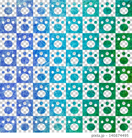 An illustration of a beautiful watercolor-patterned paw print icon. 140874495