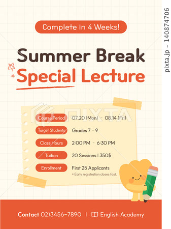 School summer vacation special class flyer poster template vector School summer vacation special class flyer poster template vector 140874706