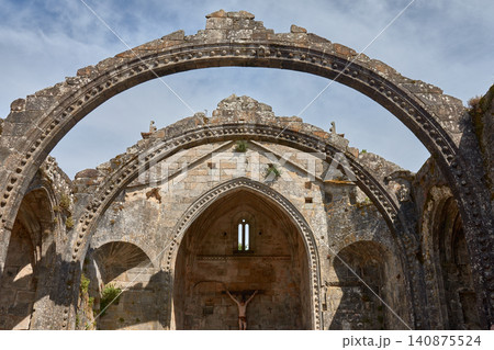 The carved stone arches of Santa Marina Dozo preside over the historic cemetery of Cambados, Spain The carved stone arches of Santa Marina Dozo preside over the historic cemetery of Cambados, Spain 140875524