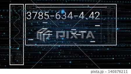 Displaying central HUD panel featuring numeric sequence 3785-634-4 Displaying central HUD panel featuring numeric sequence 3785-634-4 140876211