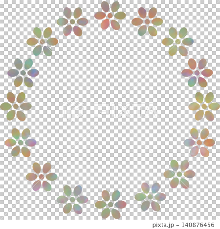 An illustration of an icon with a beautiful watercolor-patterned wreath frame. 140876456