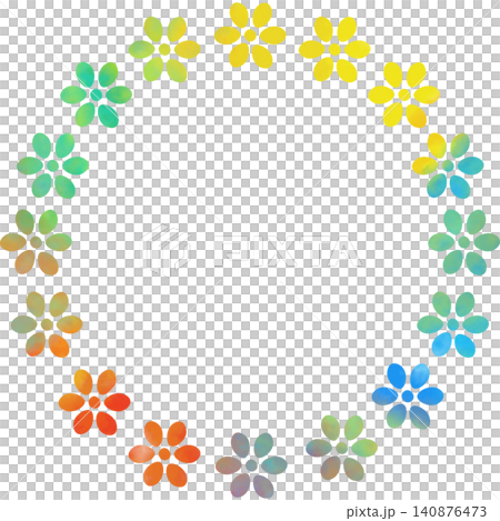 綺麗な水彩模様のリースのフレームのアイコンのイメージのイラスト 140876473