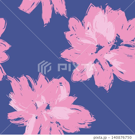 Floral brushstroke textile pattern design in pink and blue for fashion and home textiles 140876750
