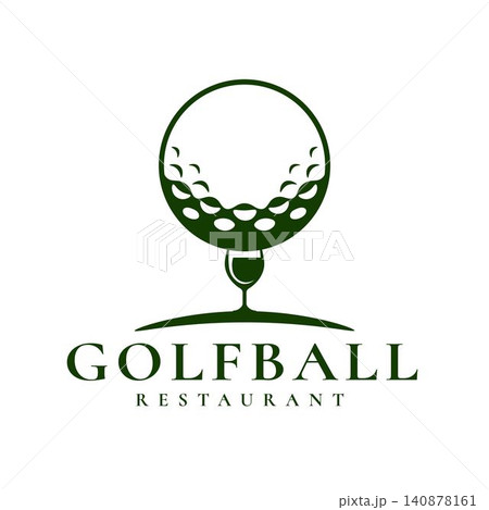 Minimalist Golf Ball with Wine Glass Logo for Restaurant and Golf Lounge Minimalist Golf Ball with Wine Glass Logo for Restaurant and Golf Lounge 140878161