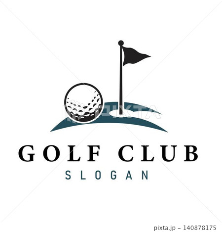Minimalist Golf Ball with Curved Fairway Logo for Golf Club and Sports Resort Minimalist Golf Ball with Curved Fairway Logo for Golf Club and Sports Resort 140878175