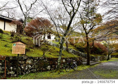 京都市山科区 毘沙門堂の薬医門前散策路と新緑と桜 京都市山科区 毘沙門堂の薬医門前散策路と新緑と桜 140878754