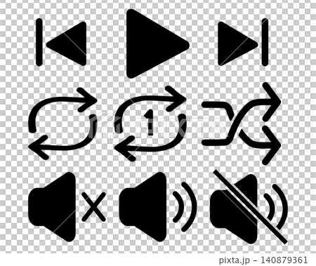 動画・音楽用メディアコントロールアイコンセット 動画・音楽用メディアコントロールアイコンセット 140879361