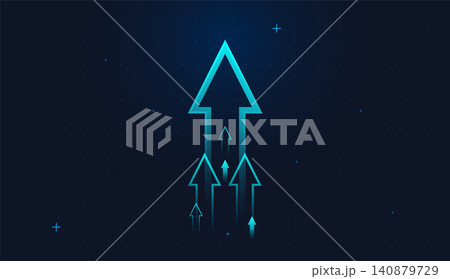 The Modern light blue arrows pointing upward symbolize strong growth and increasing success in finance and business, representing confidence and future expansion 140879729