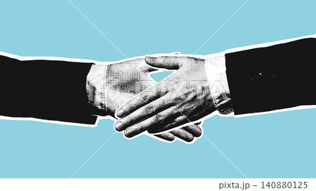 Business Handshake Halftone Vector Illustration Blue Background Business Handshake Halftone Vector Illustration Blue Background 140880125