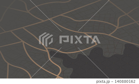 Dark abstract topographical map with bronze road networks and landmass border Dark abstract topographical map with bronze road networks and landmass border 140880162