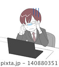 こめかみを押さえるビジネスマン 青筋 140880351