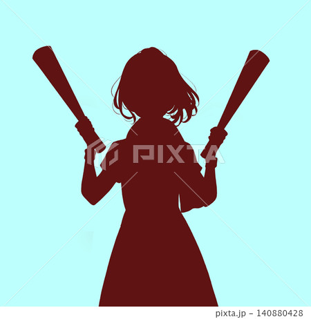 両手でメガホンを持った女性 シルエット 両手でメガホンを持った女性 シルエット 140880428