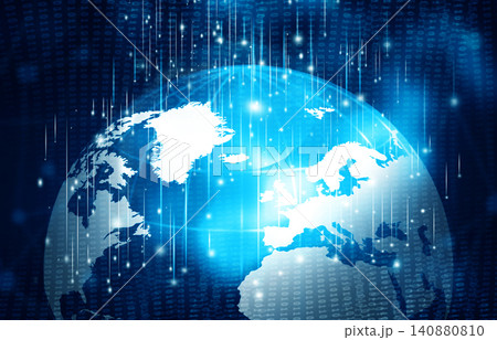 Globe with digital signals Globe with digital signals 140880810
