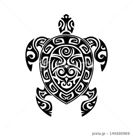 Maori turtle animal tribal graphic tattoo or sticker. Polynesian warrior black tattoo, New Zealand tribal folk decoration. Maori ethnic graphic symbol Maori turtle animal tribal graphic tattoo or sticker. Polynesian warrior black tattoo, New Zealand tribal folk decoration. Maori ethnic graphic symbol 140880969