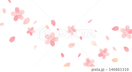Sakura petals falling onto an abstract background, creating a beautiful floral pattern on a greeting card; vector illustration. 140881310