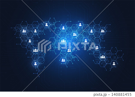 Abstract futuristic social network and business globalization background. 140881455