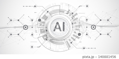 Artificial Intelligence AI concept with neural network and digital data technology background. Abstract futuristic technology background Artificial Intelligence AI concept with neural network and digital data technology background. Abstract futuristic technology background 140881456