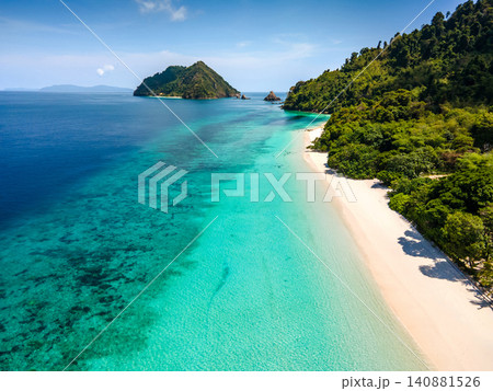 Aerial drone view of tropical landscape over Madam Beach of Nyaung Oo Phee Island in Myanmar Aerial drone view of tropical landscape over Madam Beach of Nyaung Oo Phee Island in Myanmar 140881526