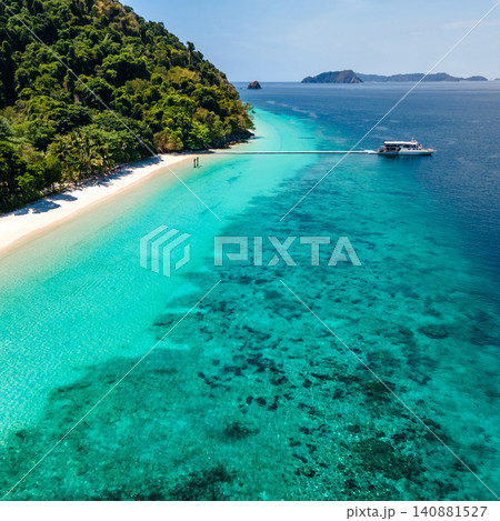 Aerial drone view of tropical landscape over Madam Beach of Nyaung Oo Phee Island in Myanmar Aerial drone view of tropical landscape over Madam Beach of Nyaung Oo Phee Island in Myanmar 140881527