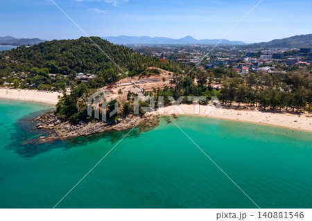 Aerial top view of Surin beach and Pansea Beach in Phuket, Thailand Aerial top view of Surin beach and Pansea Beach in Phuket, Thailand 140881546