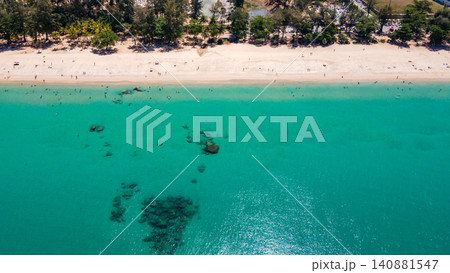Aerial top view of Surin beach in Phuket, Thailand Aerial top view of Surin beach in Phuket, Thailand 140881547