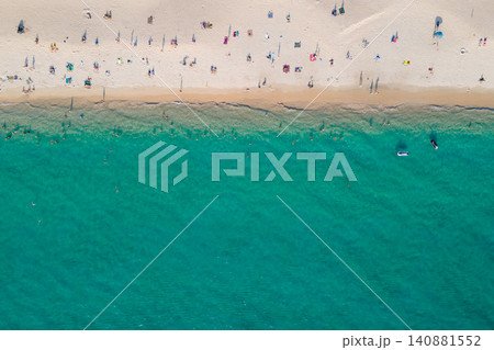 Aerial top view of summer activities on tropical beach landscape at Surin beach in Phuket, Thailand 140881552