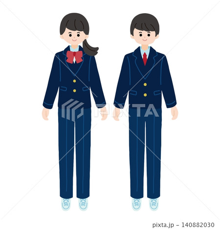ブレザーとズボンの制服を着た女子と男子の学生 ブレザーとズボンの制服を着た女子と男子の学生 140882030