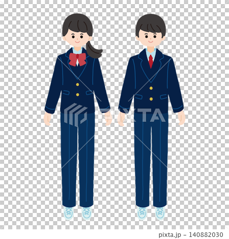 ブレザーとズボンの制服を着た女子と男子の学生 ブレザーとズボンの制服を着た女子と男子の学生 140882030