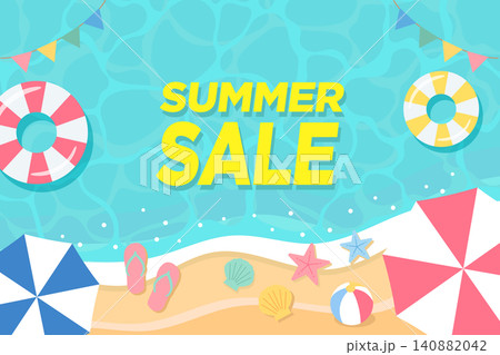 夏 サマーセール ビーチ 海 イラスト ベクター 夏 サマーセール ビーチ 海 イラスト ベクター 140882042