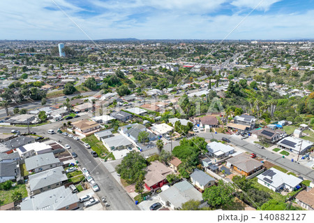 Aerial view of Lemon Grove neighborhood of San Diego, California. Aerial view of Lemon Grove neighborhood of San Diego, California. 140882127