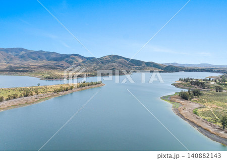 Aerial view Otay Lakes County Park in Chula Vista, California, a scenic view of a mountain range Aerial view Otay Lakes County Park in Chula Vista, California, a scenic view of a mountain range 140882143