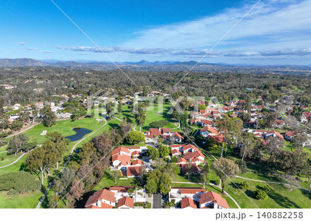 Aerial vierw over a golf course in Solana Beach, San Diego, California Aerial vierw over a golf course in Solana Beach, San Diego, California 140882258