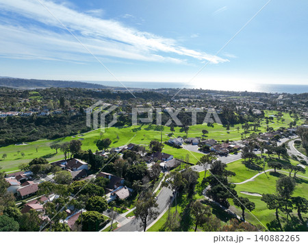 Aerial vierw over a golf course in Solana Beach, San Diego, California Aerial vierw over a golf course in Solana Beach, San Diego, California 140882265
