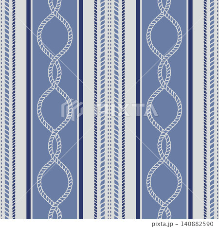 Sophisticated nautical stripe pattern featuring braided rope chains and maritime cord bands 140882590