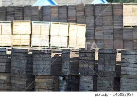 Wooden boxes stacked together Wooden boxes stacked together 140882957