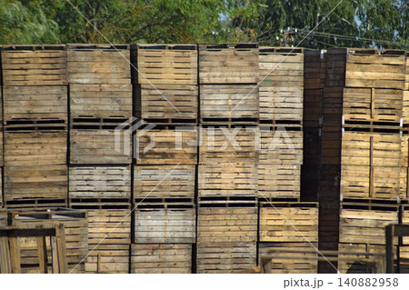Wooden boxes stacked together Wooden boxes stacked together 140882958