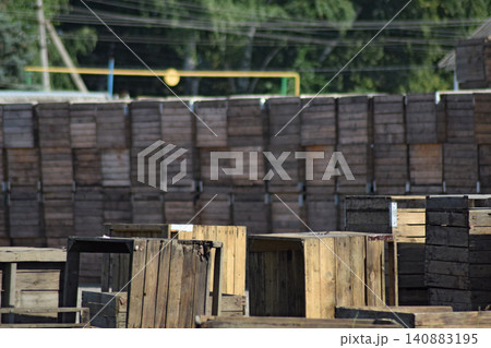 Wooden boxes stacked together Wooden boxes stacked together 140883195