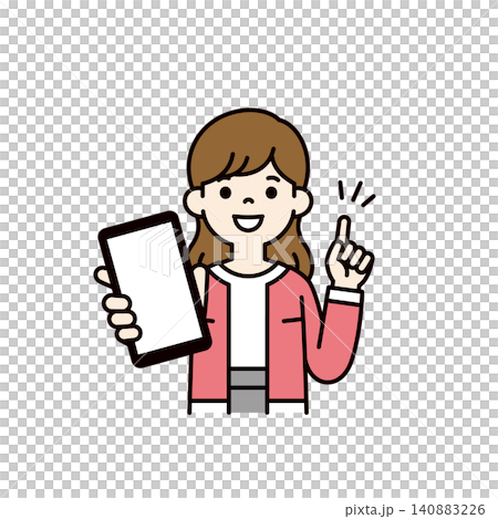 スマホのディスプレイを見せて提案・解説する、20代・30代の女性・ママのベクターイラスト素材 スマホのディスプレイを見せて提案・解説する、20代・30代の女性・ママのベクターイラスト素材 140883226